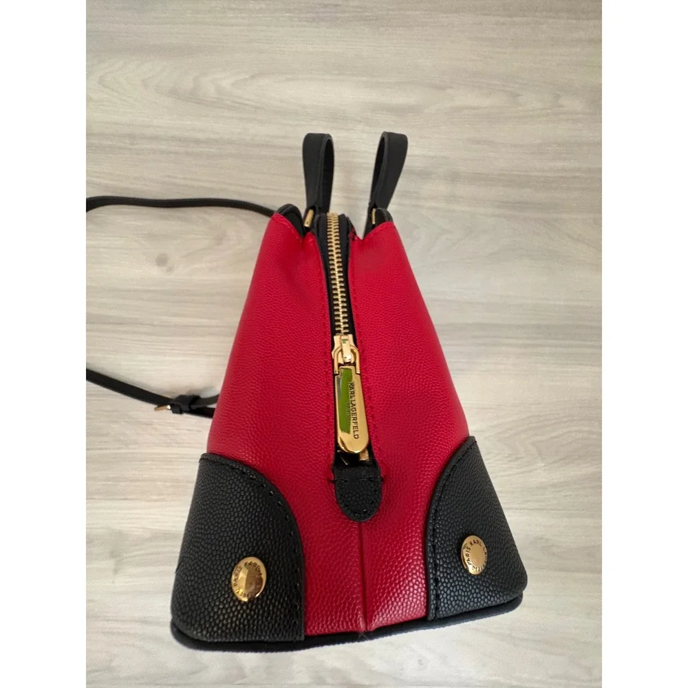 Karl Lagerfeld  Bag Women Paris Tres Chic Red Black Satchel Crossbody Handbag